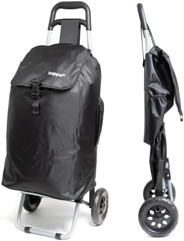 Hoppa 47litre Bolso Plegable Ligera Carrito de Compras sobre Ruedas (Negro 140)